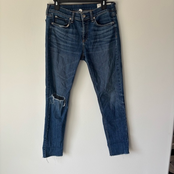 Rag & Bone Dre Jeans Medium Wash Distressed Slim Fit Skinny Denim - Picture 2 of 13